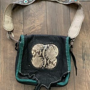 Genuine leather and snakeskin purse/sling